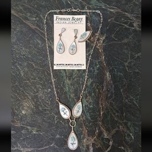 FRANCES BEGAY STERLING SILVER NECKLACE, EARRINGS, RING SET